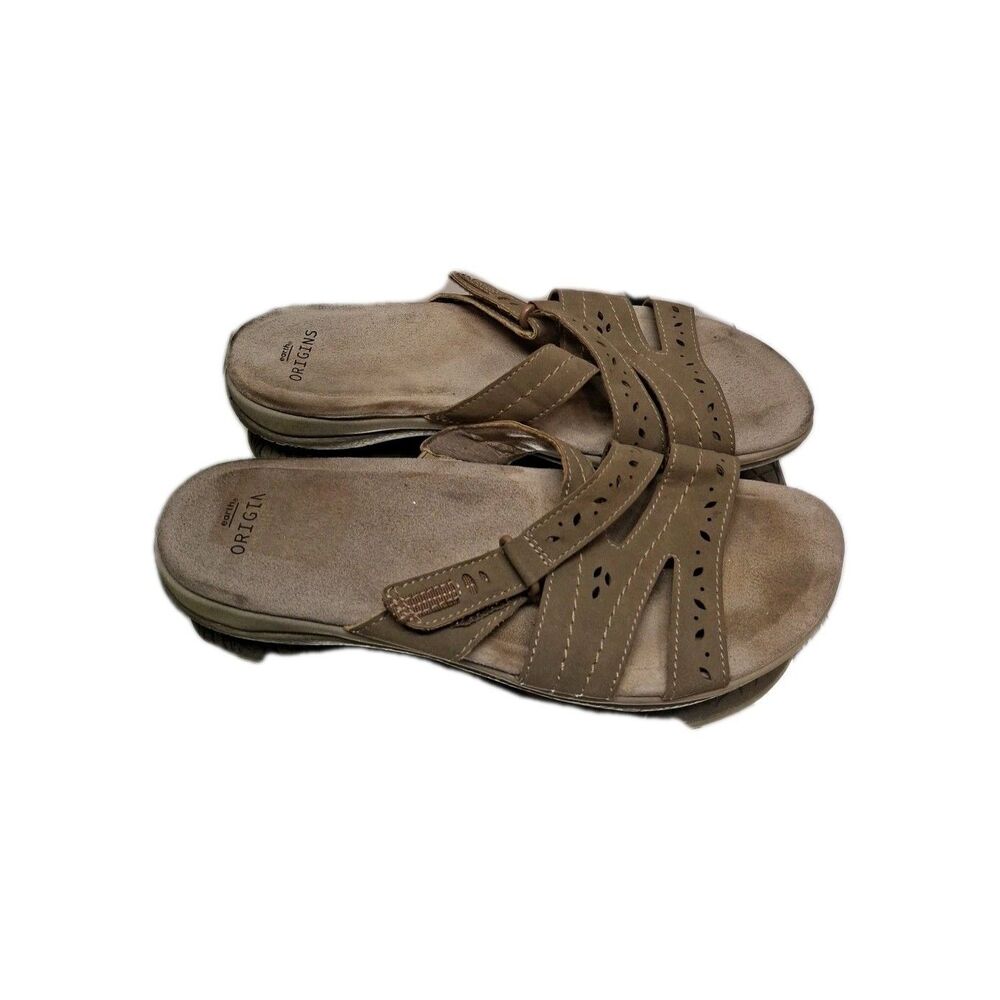 Earth Origins Suede Slide Sandals Savoy Shantel Beige Size 12